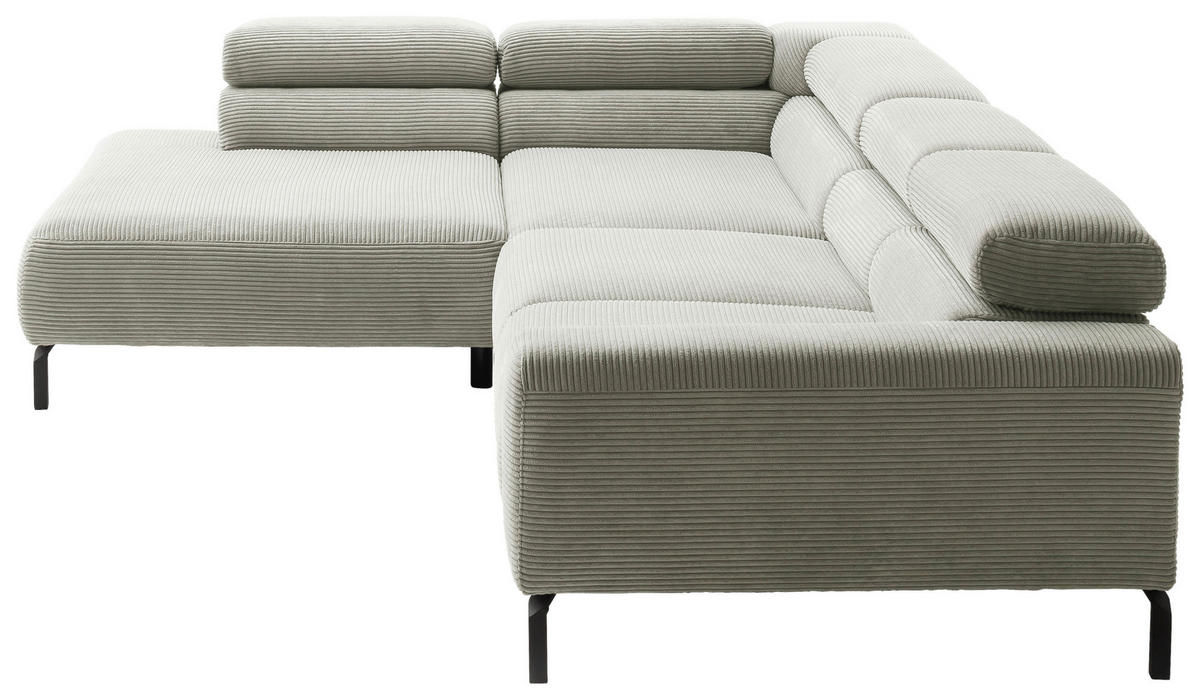 ECKSOFA inkl. Funktion in Cord Graubraun  - Graubraun/Schwarz, Modern, Textil/Metall (219/309cm) - Pure Home Lifestyle