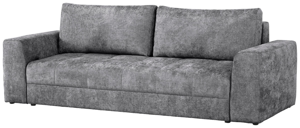 SCHLAFSOFA Struktur Hellgrau  inkl. Zierkissen, Rückenkissen, Bettkasten, Schlaffunktion, Rücken echt  - Hellgrau/Schwarz, KONVENTIONELL, Kunststoff/Textil (253/87/102cm) - Xora