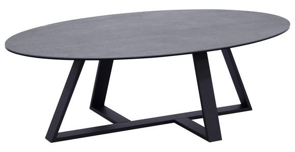 COUCHTISCH oval Grau, Schwarz 120/70/38 cm  - Schwarz/Grau, Design, Glas/Keramik (120/70/38cm) - Novel