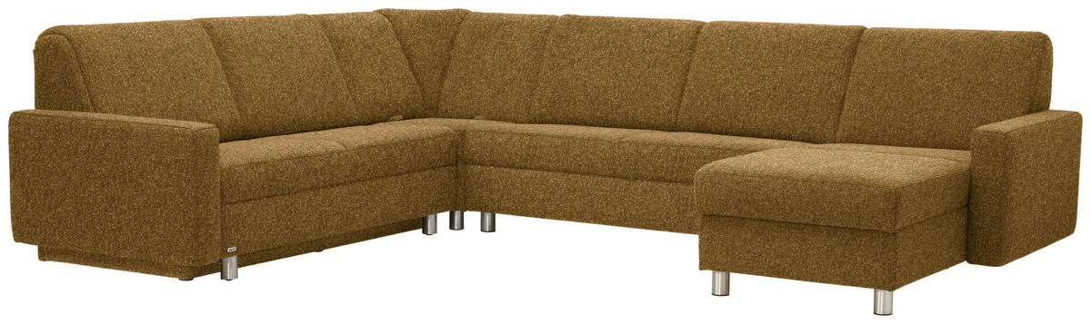 WOHNLANDSCHAFT  in Mikrovelours Senfgelb  - Senfgelb/Alufarben, KONVENTIONELL, Kunststoff/Textil (236/322/158cm) - Sedda