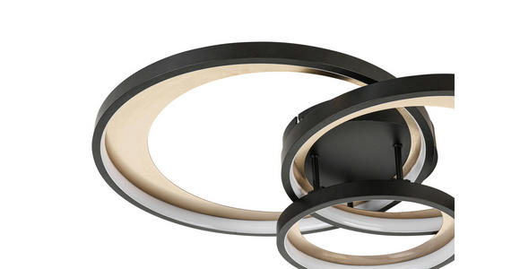 LED-DECKENLEUCHTE 54,2/46,8/11 cm - Messingfarben/Schwarz, Design, Kunststoff/Metall (54,2/46,8/11cm) - Novel