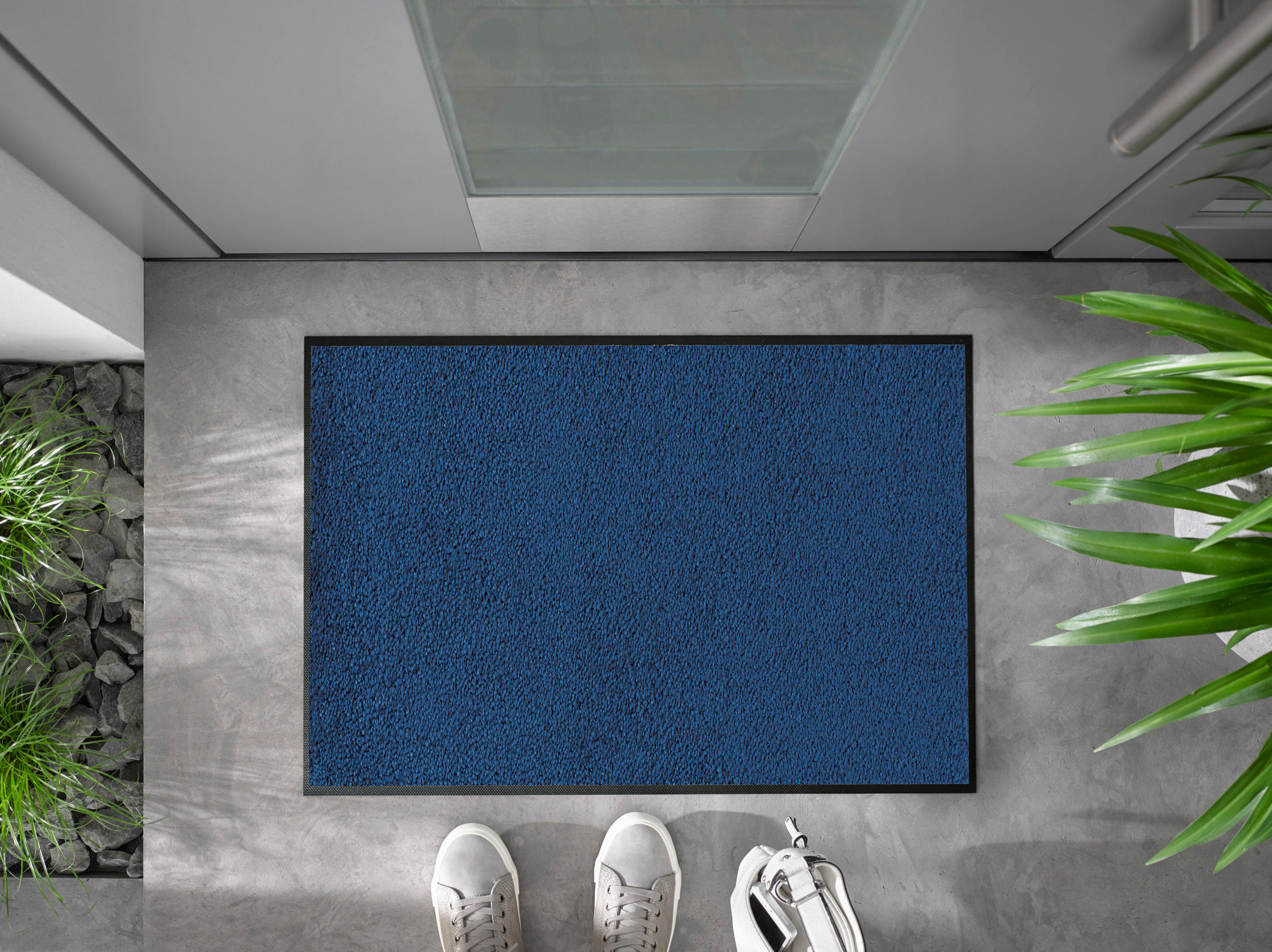 FUßMATTE  60/90 cm  Dunkelblau  - Dunkelblau, KONVENTIONELL, Kunststoff/Textil (60/90cm) - wash+dry