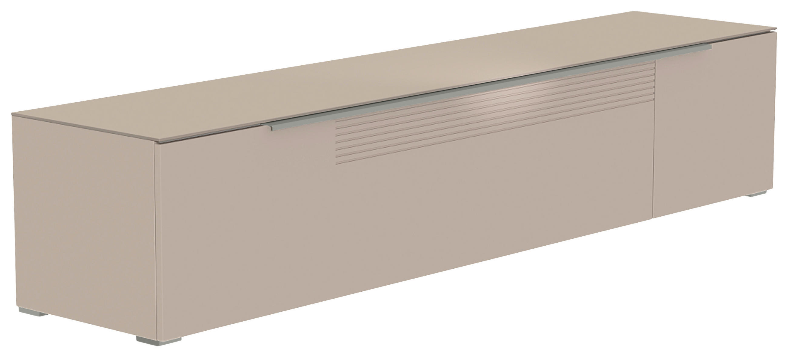 LOWBOARD  in 210/43/45 cm  - Sandfarben/Alufarben, Design, Glas/Holzwerkstoff (210/43/45cm) - Moderano