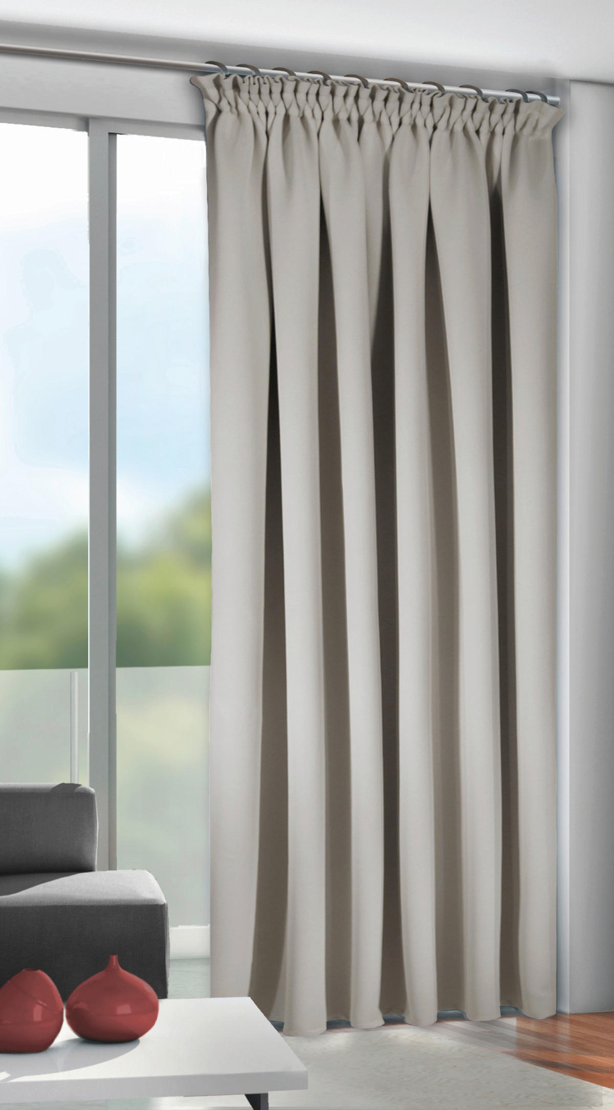 SCHLAUFENSCHAL  black-out (lichtundurchlässig)  140/245 cm   - Weiß, Basics, Textil (140/245cm)