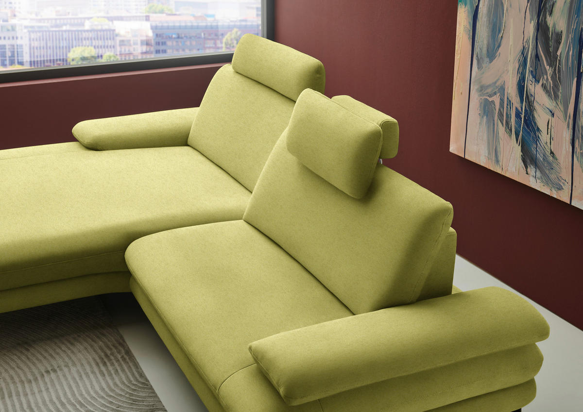 ECKSOFA Chenille, Flachgewebe Hellgrün  - Schwarz/Hellgrün, Design, Textil/Metall (180/284cm) - Dieter Knoll