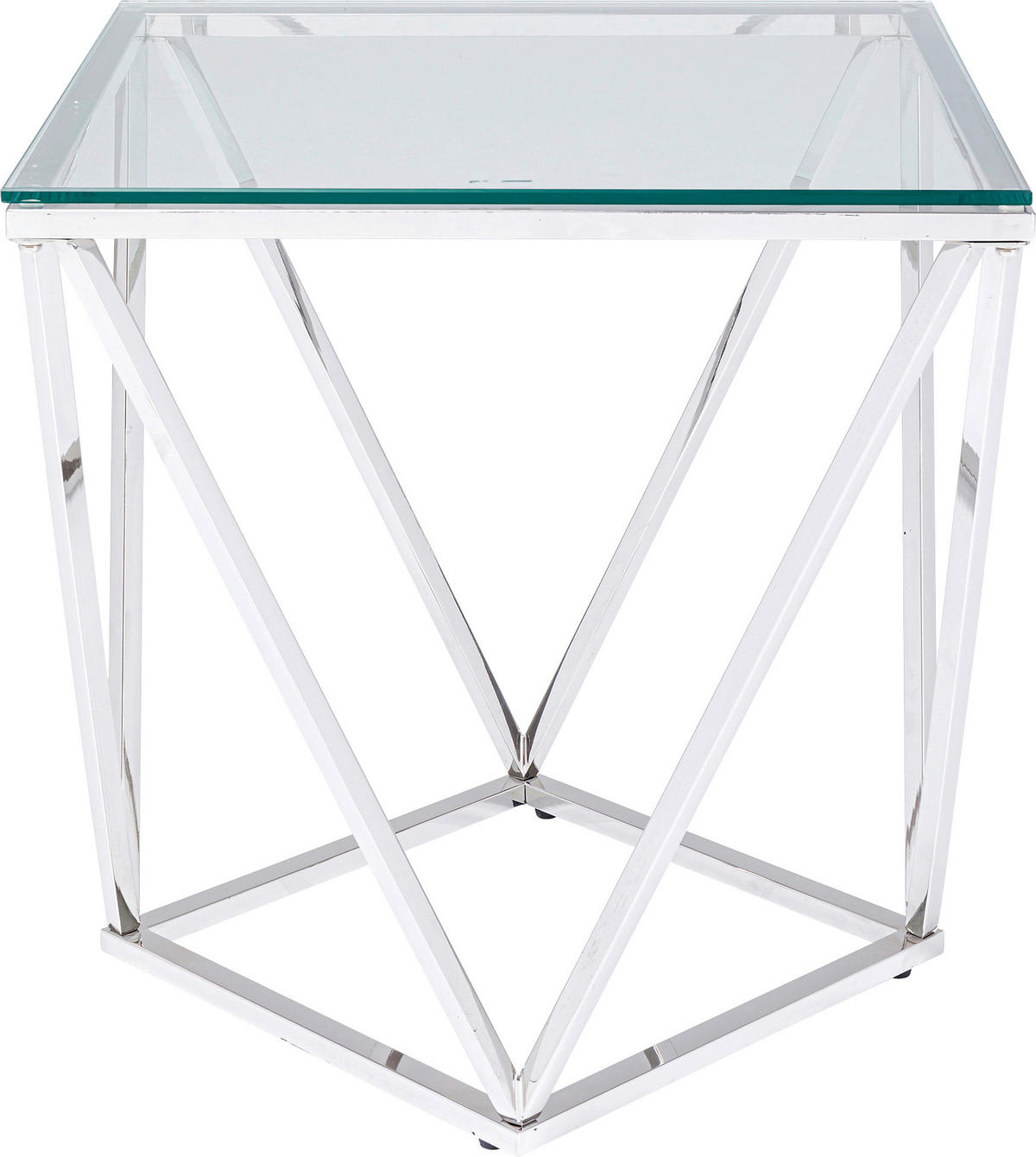 BEISTELLTISCH in Metall, Glas 50/50/55 cm  - Edelstahlfarben, Basics, Glas/Metall (50/50/55cm) - Kare-Design