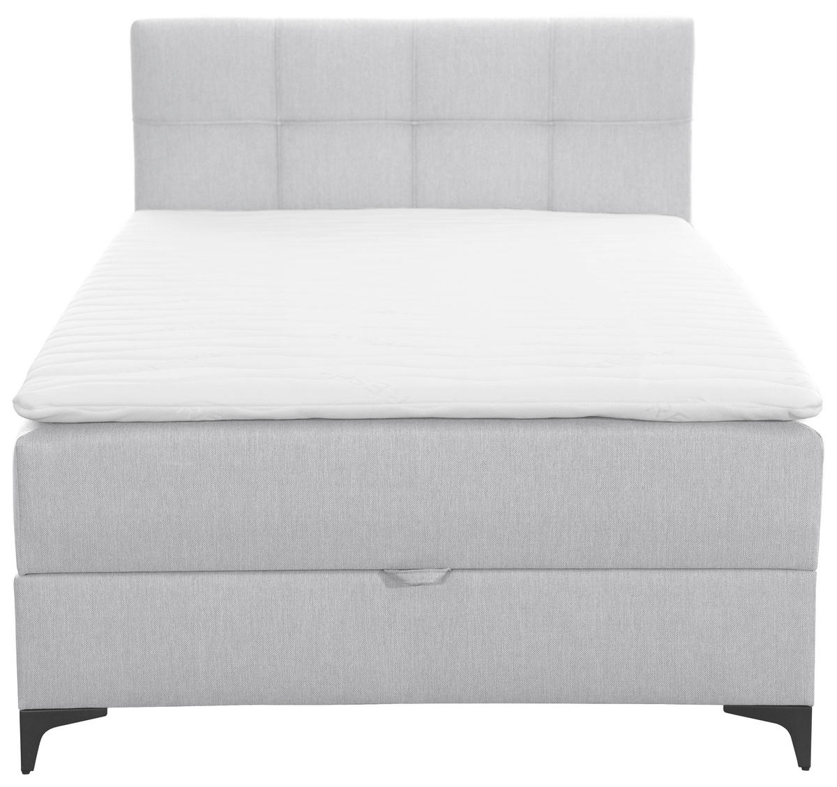 POLSTERBETT Bettkasten, Topper 140/200 cm  in Hellgrau  - Hellgrau/Schwarz, KONVENTIONELL, Textil/Metall (140/200cm) - MID.YOU
