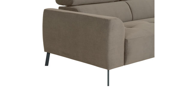 ECKSOFA Graubraun Feincord - Graubraun/Schwarz, Design, Textil/Metall (205/280cm) - Xora