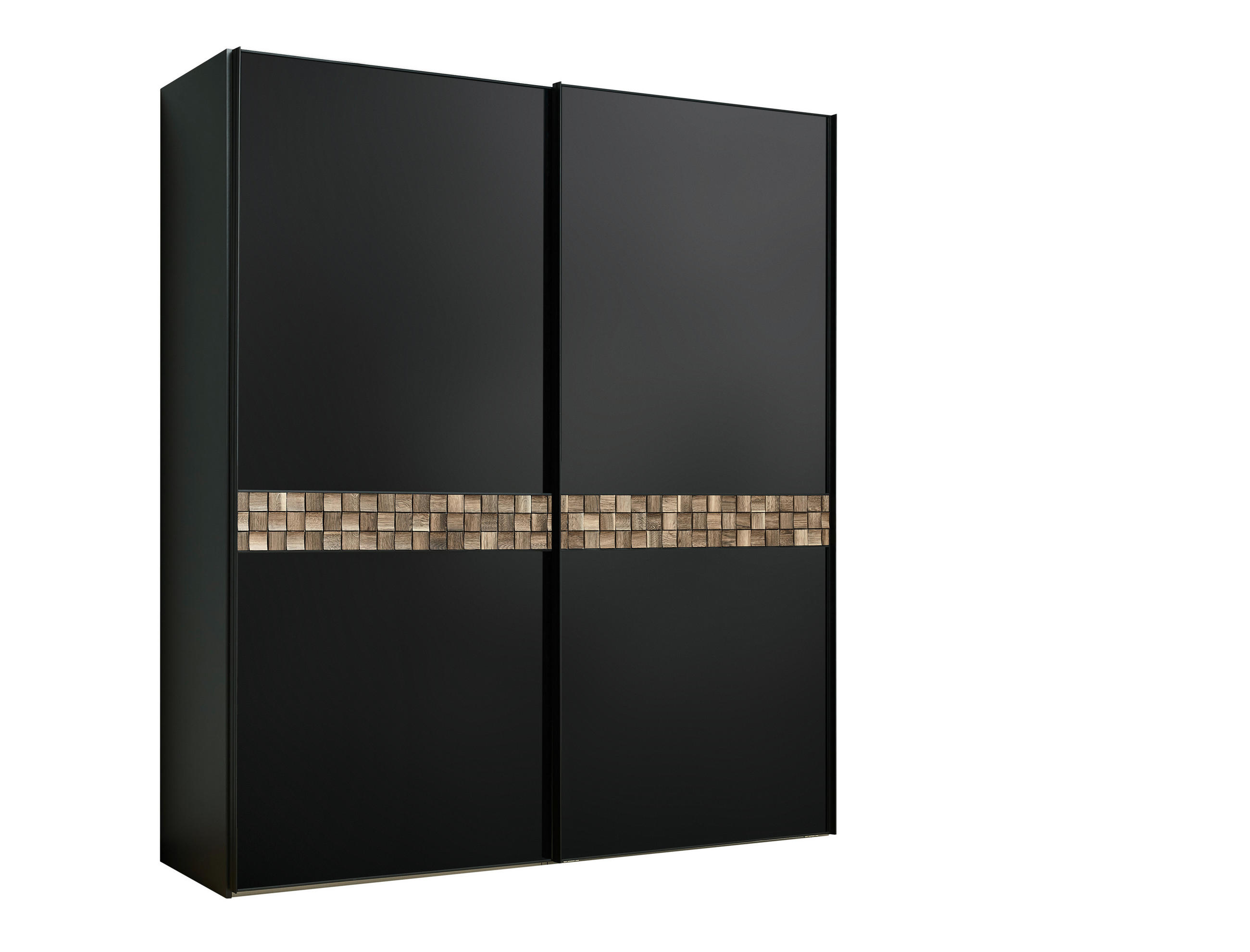 SCHWEBETÜRENSCHRANK 225/222/68 cm 2-türig Anthrazit, Schwarz, Eiche dunkel  - Eiche dunkel/Anthrazit, Design, Glas/Holz (225/222/68cm) - Dieter Knoll