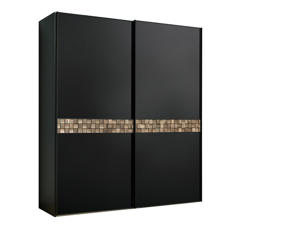 SCHWEBETÜRENSCHRANK in Anthrazit, Schwarz, Eiche dunkel  - Eiche dunkel/Anthrazit, Design, Glas/Holz (200/240/68cm) - Dieter Knoll