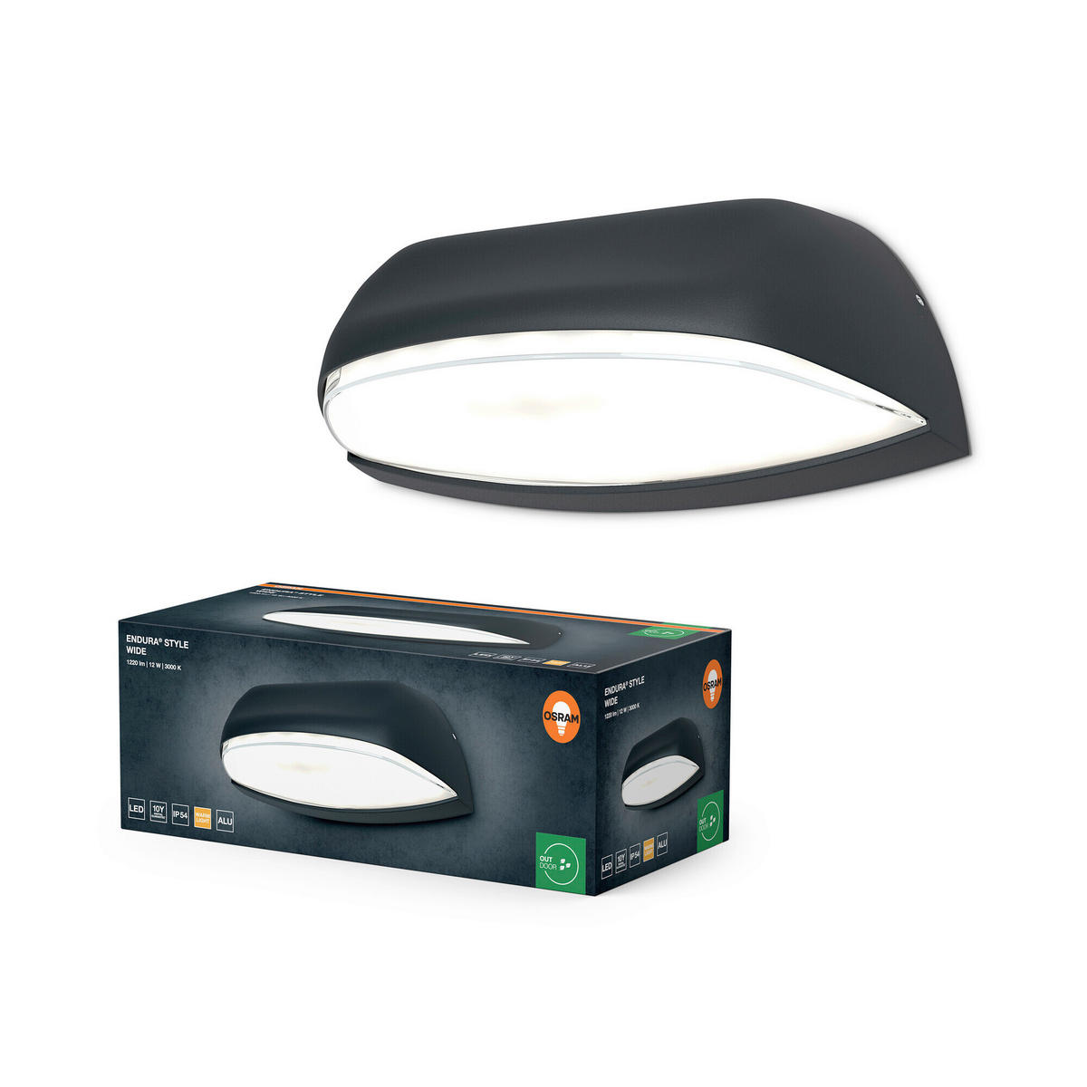 LED-AUßENLEUCHTE 8,6/21/9 cm   - Dunkelgrau, Basics, Kunststoff/Metall (8,6/21/9cm) - Osram