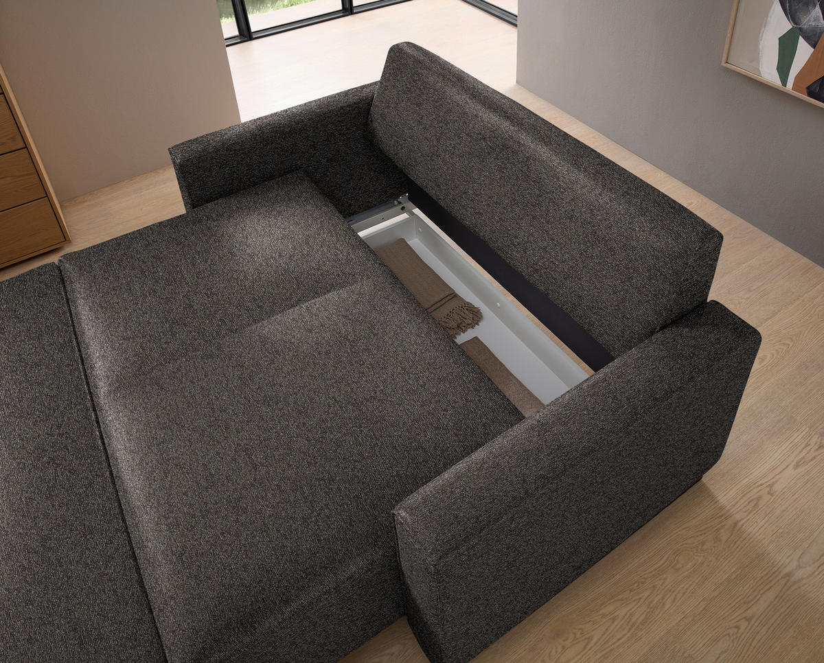 SCHLAFSOFA  in Flachgewebe Braun  - Schwarz/Braun, Design, Textil/Metall (174/90/95cm) - Bali