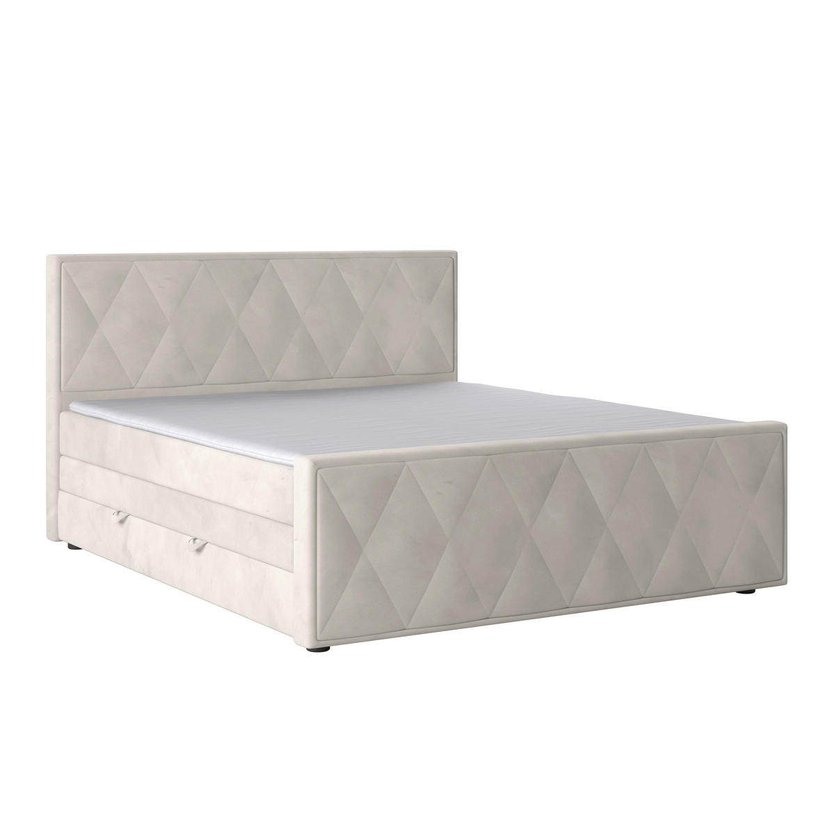 BOXSPRINGBETT 180/200 cm  in Weiss  - Weiss/Schwarz, Modern, Karton/Holzwerkstoff (180/200cm) - MID.YOU