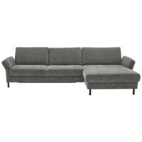 ECKSOFA Dieter Knoll in Chenille, Flachgewebe Dunkelgrau  316/175 cm  - Dunkelgrau/Schwarz, Design, Textil/Metall (316/175cm) - Dieter Knoll