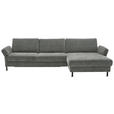 ECKSOFA Dieter Knoll Dunkelgrau Chenille, Flachgewebe Rücken echt  - Dunkelgrau/Schwarz, Design, Textil/Metall (316/175cm) - Dieter Knoll