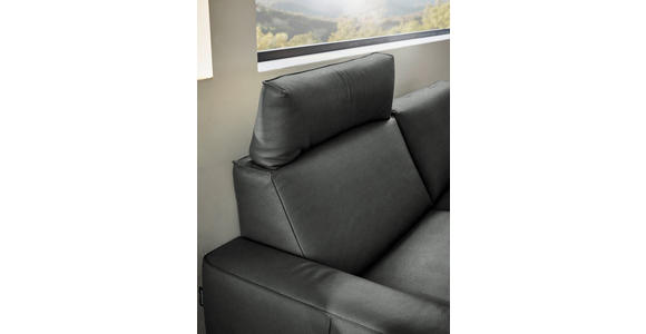 2,5-SITZER in Leder Anthrazit - Anthrazit/Schwarz, Design, Leder/Metall (200/102/92cm) - Johann Jakob