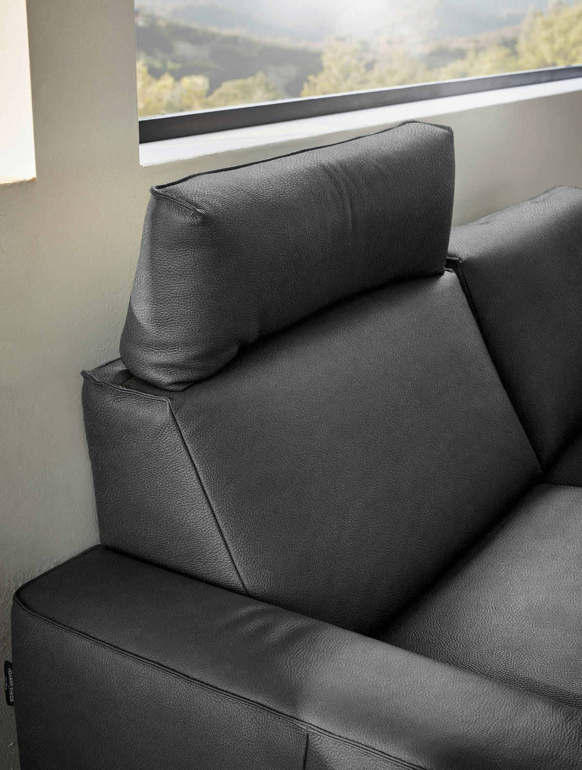 2,5-SITZER in Leder Anthrazit  - Anthrazit/Schwarz, Design, Leder/Metall (200/102/92cm) - Johann Jakob
