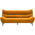 3-SITZER-SOFA  in Mikrofaser Currygelb  - Currygelb/Schwarz, Design, Textil/Metall (222/106/99cm) - Xora