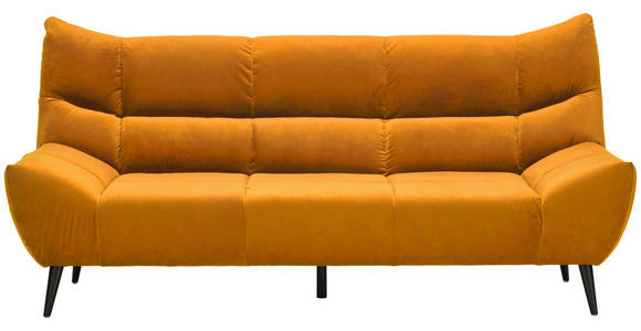 3-SITZER-SOFA  in Mikrofaser Currygelb  - Currygelb/Schwarz, Design, Textil/Metall (222/106/99cm) - Xora