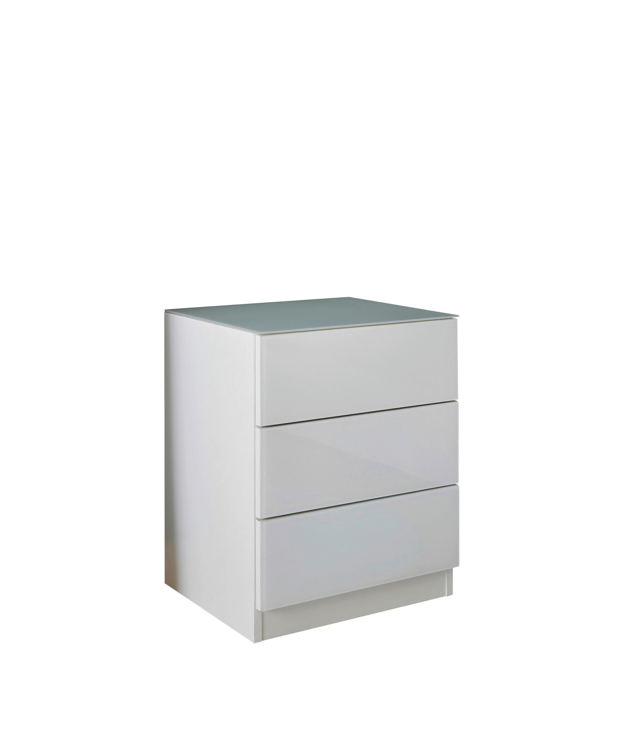 NOPTIERĂ in alb  - alb/negru, Modern, sticlă/material pe bază de lemn (46/57,2/40cm) - Voleo