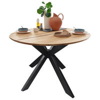 ESSTISCH Holz, Metall 160/160/75 cm  - Wildeiche/Schwarz, Natur, Holz/Metall (160/160/75cm) - Linea Natura