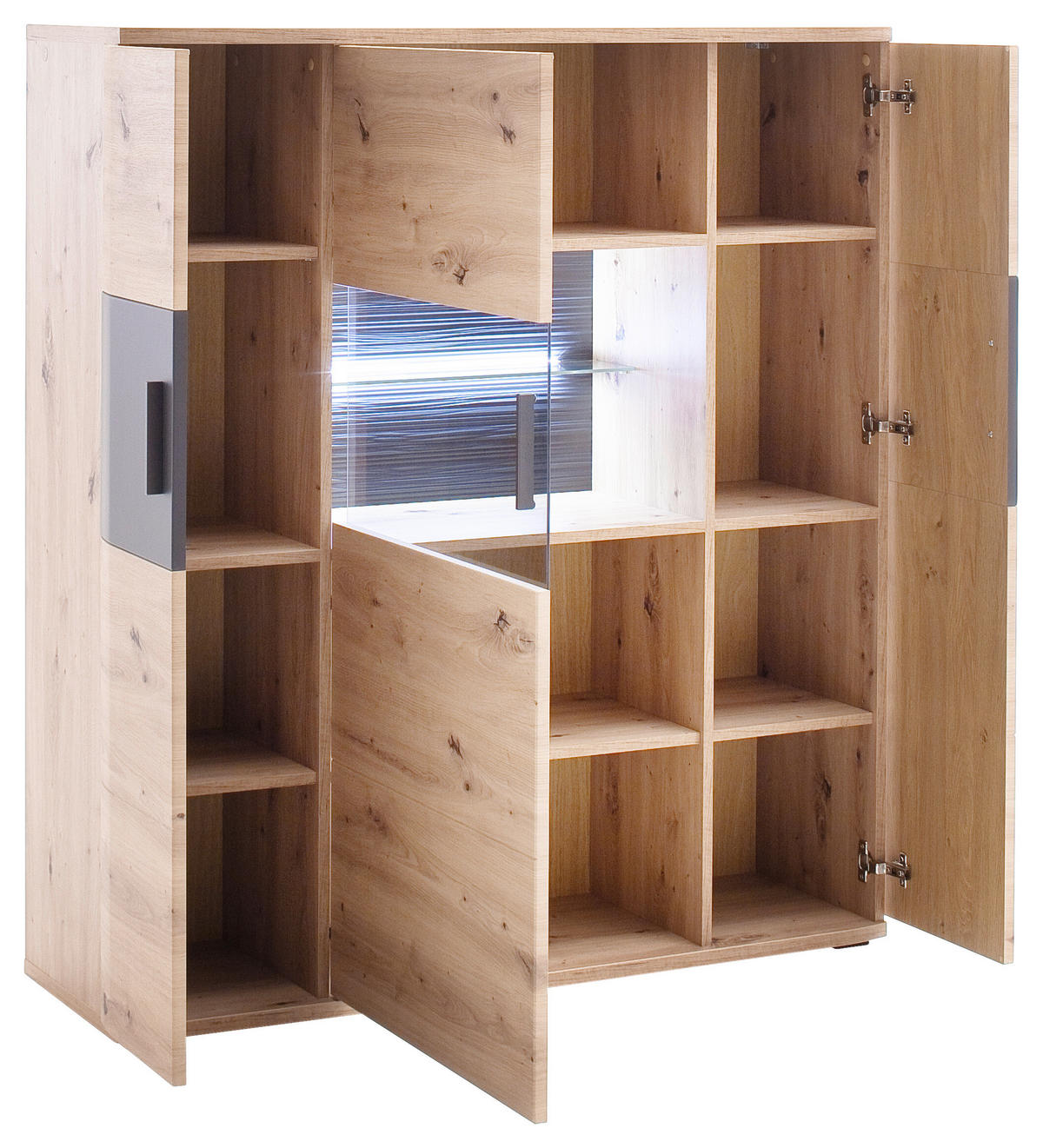 HIGHBOARD Kigali  in 120/134/37 cm  - Klar/Eichefarben, Design, Glas/Holzwerkstoff (120/134/37cm) - Livetastic