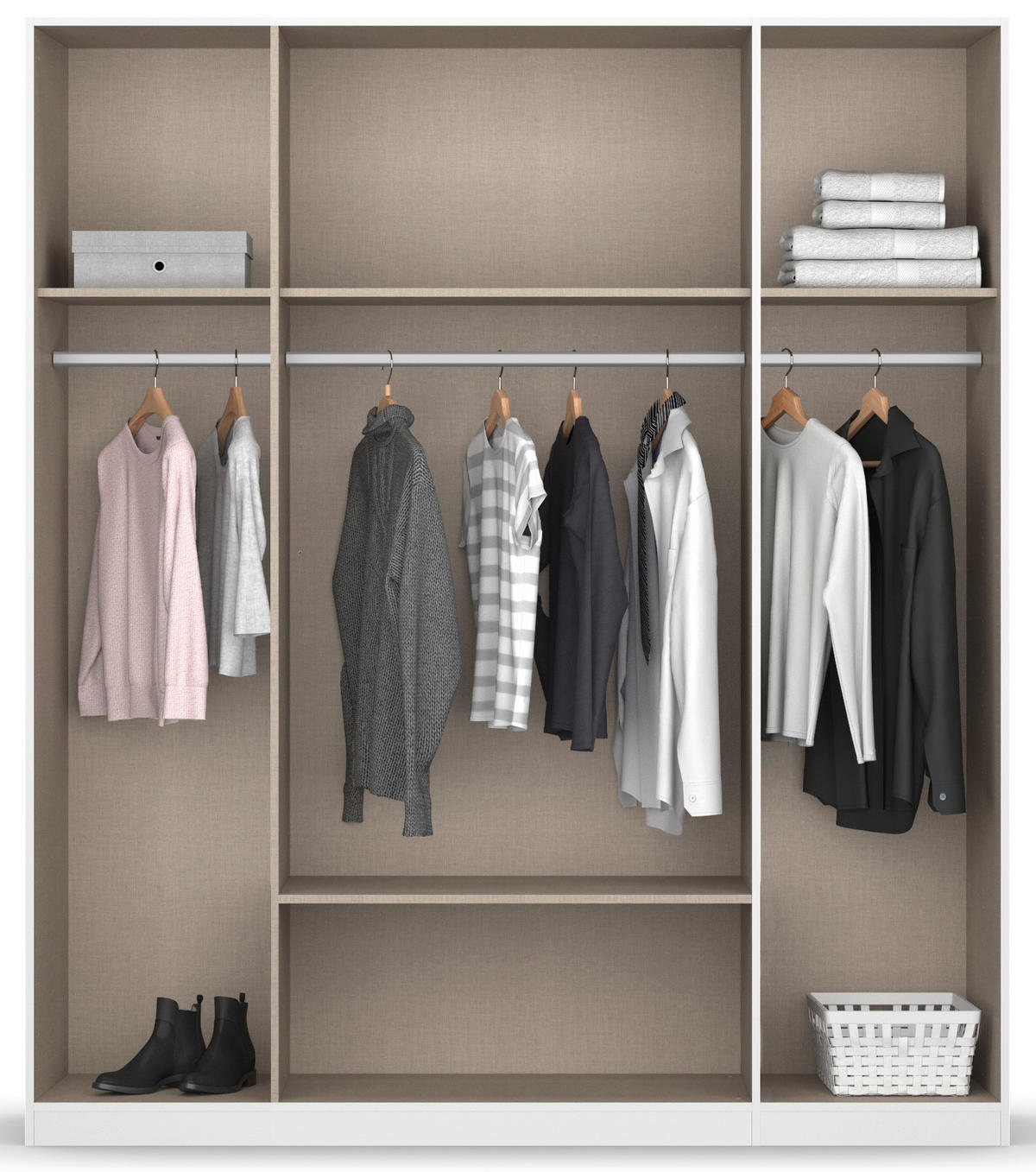 KLEIDERSCHRANK in Weiss, Eiche Artisan  - Weiss/Eiche Artisan, Basics, Holzwerkstoff/Metall (181/210/54cm) - Boxxx
