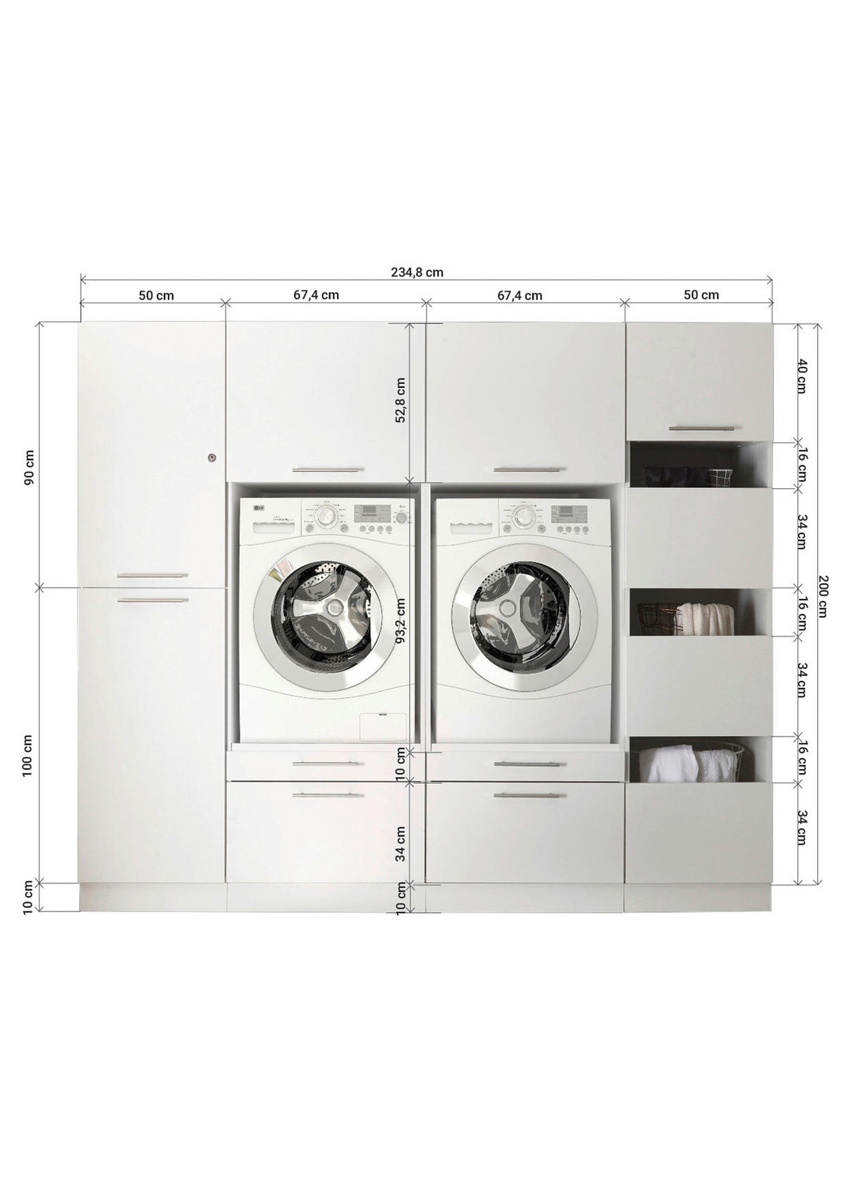 HAUSWIRTSCHAFTSRAUM 234,8/200/67,6 cm  in Weiss  - Weiss, Konventionell, Holzwerkstoff (234,8/200/67,6cm) - Respekta