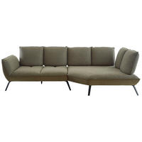 ECKSOFA Olivgrün Flachgewebe Nierenkissen, Rücken echt, Sitztiefenverstellung  - Schwarz/Olivgrün, Design, Textil/Metall (320/169cm) - Moderano