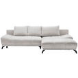 ECKSOFA Hellgrau Chenille Rückenkissen, Bettkasten, Schlaffunktion, Rücken echt  - Hellgrau/Schwarz, MODERN, Textil/Metall (290/182cm) - Hom`in