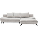 ECKSOFA Hellgrau Chenille Rückenkissen, Bettkasten, Schlaffunktion, Rücken echt  - Hellgrau/Schwarz, MODERN, Textil/Metall (290/182cm) - Hom`in