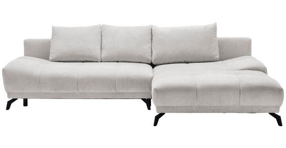 ECKSOFA Hellgrau Chenille Rückenkissen, Bettkasten, Schlaffunktion, Rücken echt  - Hellgrau/Schwarz, MODERN, Textil/Metall (290/182cm) - Hom`in