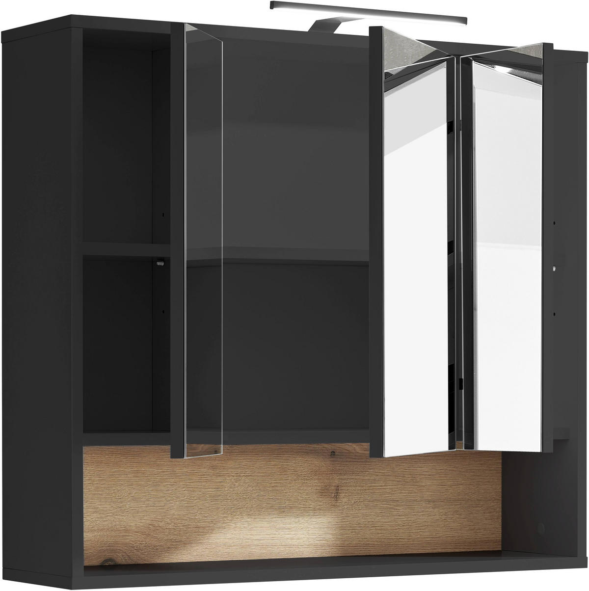 SPIEGELSCHRANK 80/72/21 cm  - Eichefarben/Anthrazit, KONVENTIONELL, Glas/Holzwerkstoff (80/72/21cm) - home24