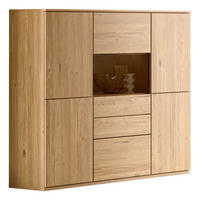 HIGHBOARD Eichefarben  150/131/40 cm  - Eichefarben/Schwarz, KONVENTIONELL, Glas/Holzwerkstoff (150/131/40cm) - Venda