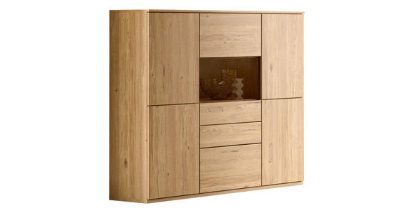 HIGHBOARD Eichefarben  150/131/40 cm  - Eichefarben/Schwarz, KONVENTIONELL, Glas/Holzwerkstoff (150/131/40cm) - Venda