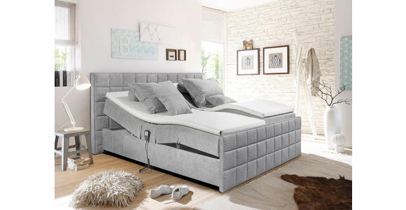 POLSTERBETT gepolstertes Kopfteil, Topper, motorische Verstellbarkeit Hellgrau 180/200 cm  - Hellgrau/Schwarz, Design, Holzwerkstoff/Kunststoff (180/200cm) - Esposa