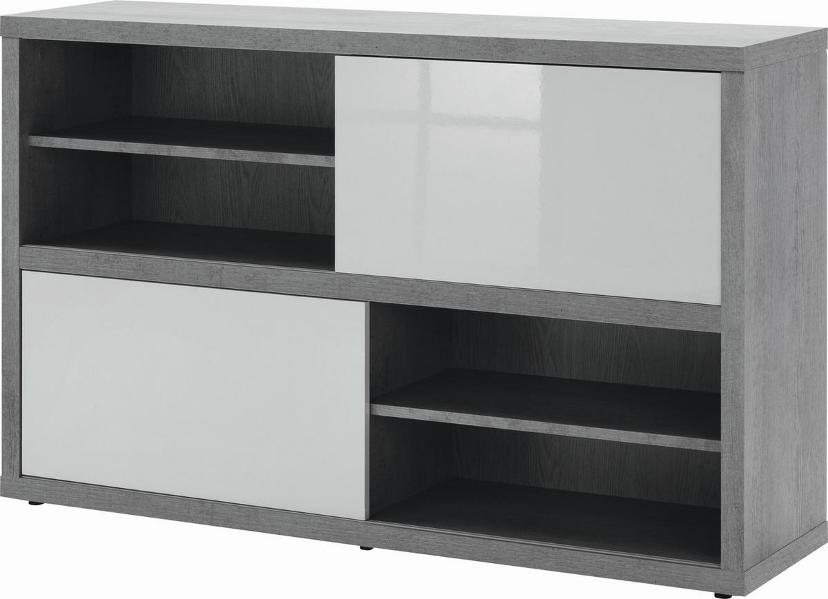 REGAL siva, bijela visoki sjaj  drvni materijal  - siva/bijela visoki sjaj, Design, drvni materijal (140/87/35,6cm) - Carryhome