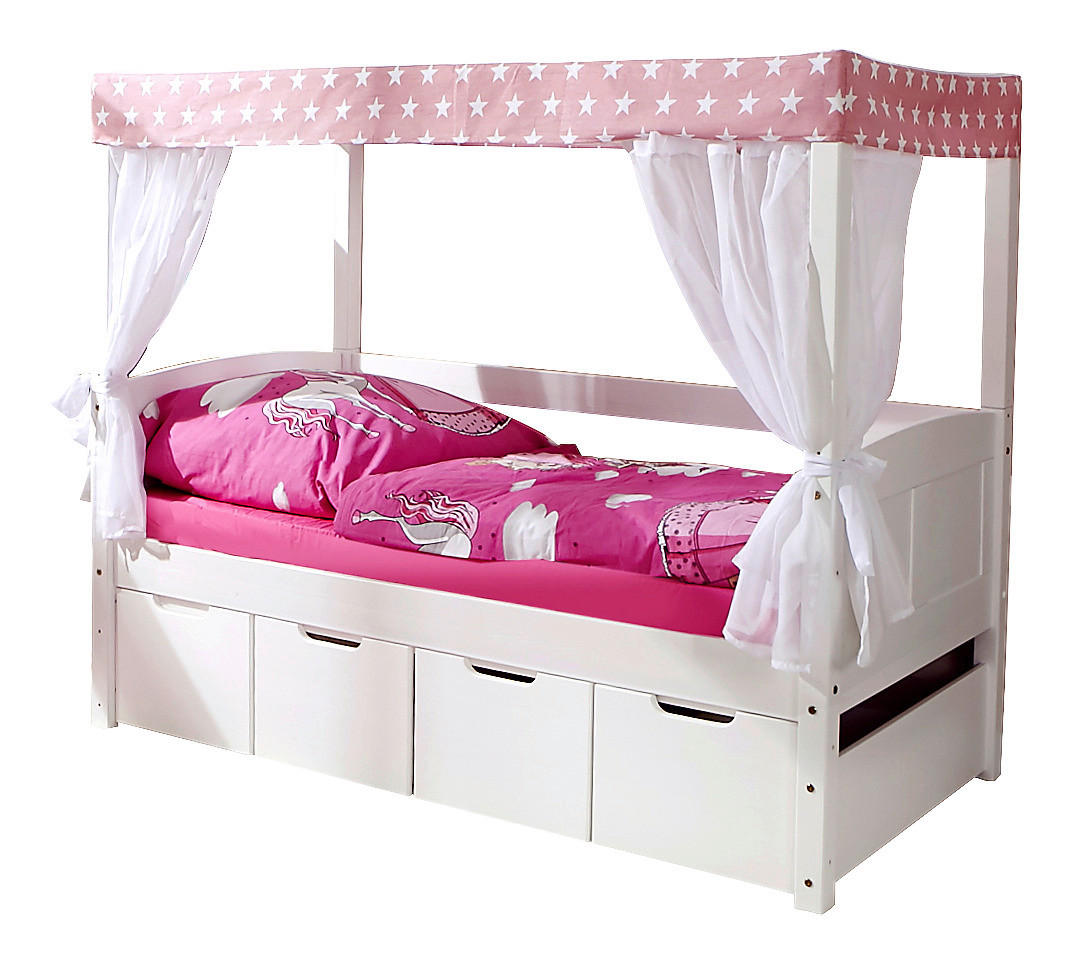 POSTEĽ S NEBESAMI 80/160 cm, drevo, ružová, biela - biela/ružová, Modern, drevo (80/160cm) - MID.YOU