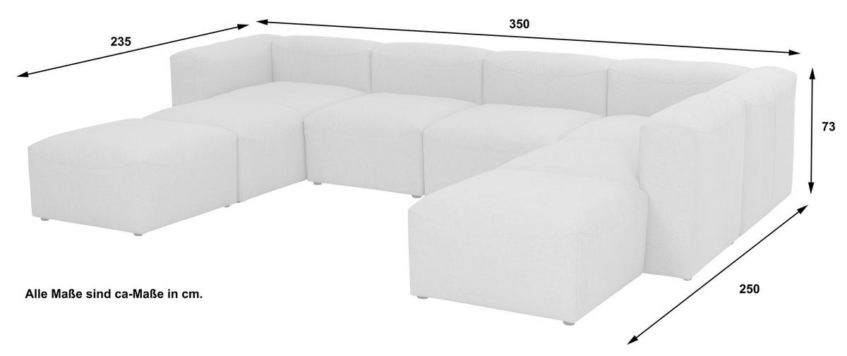WOHNLANDSCHAFT in Flachgewebe Creme  - Creme, Design, Kunststoff/Textil (235/350/250cm) - Max Winzer