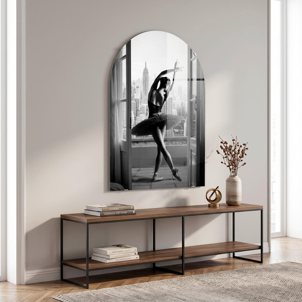 GLASBILD Städte, Frauen Grau, Schwarz, Weiß 70/100 cm  - Schwarz/Weiß, Basics, Glas/Papier (70/100cm)