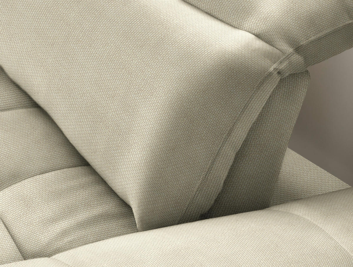 ECKSOFA in Webstoff Creme  179-202/288 cm  - Creme/Schwarz, Design, Textil/Metall (179-202/288cm) - Stylife