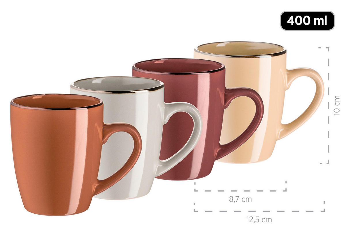 KOMBISERVICE 16-teilig Metallic Rim  - Taupe/Beige, Basics, Keramik (33/31,7/32,5cm) - Mäser