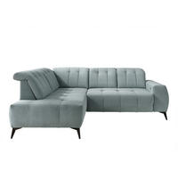 ECKSOFA Hellblau Cord  - Schwarz/Hellblau, MODERN, Textil/Metall (200/261cm) - Livetastic