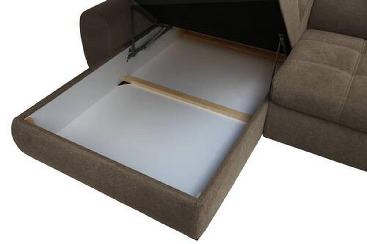 ECKSOFA in Webstoff Dunkelbraun  - Weiss/Dunkelbraun, Design, Kunststoff/Textil (276/173cm) - Stylife