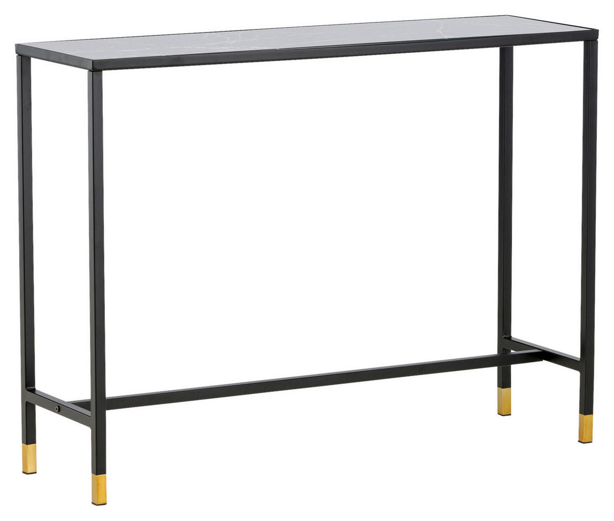 BEISTELLTISCH 100/30/75 cm Schwarz, Messingfarben rechteckig  - Messingfarben/Schwarz, Design, Glas/Metall (100/30/75cm) - Livetastic