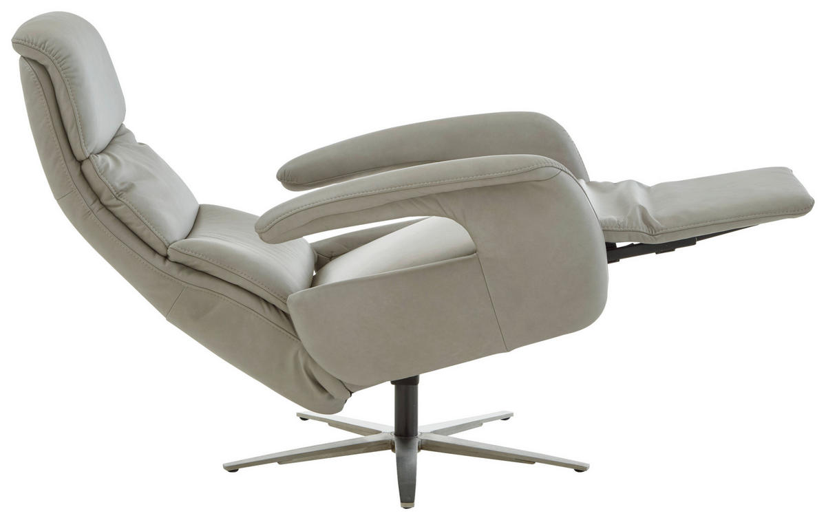 RELAX FOTEL - nemesacél/szürkésbézs, Design, bőr/fém (76/119/86cm) - Valdera