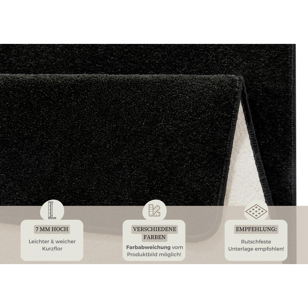 Thumbnail - Hanse Home Läufer Fancy, Schwarz, Kunststoff, Uni, rechteckig, 80x200 cm, strapazierfähig, pflegeleicht, stuhlrollengeei...