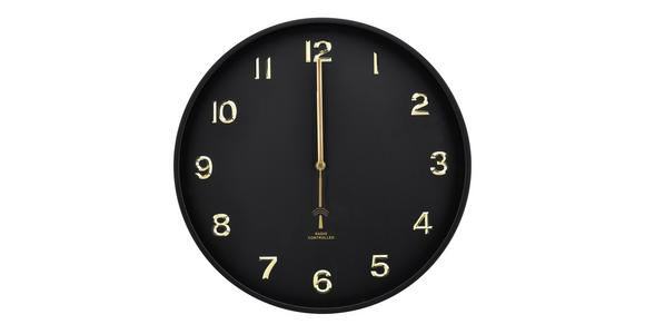 FUNKUHR Schwarz  - Schwarz, Basics, Glas/Kunststoff (40/5cm) - Ambia Home