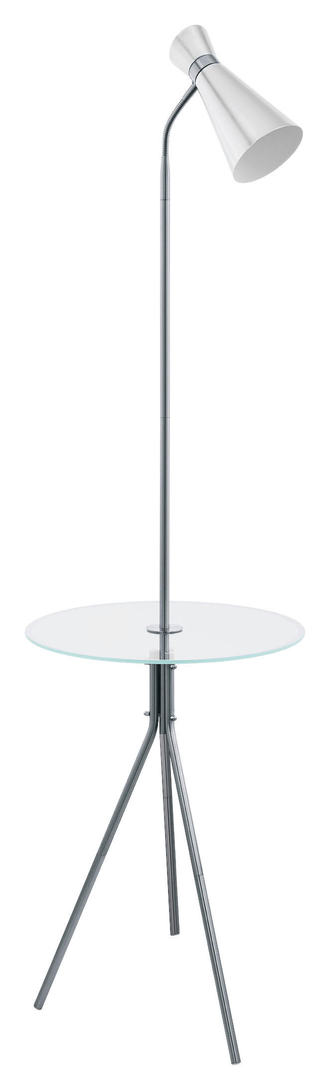 STEHLEUCHTE 46/158,5 cm    - Weiß/Nickelfarben, MODERN, Glas/Metall (46/158,5cm)