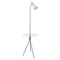 STEHLEUCHTE - Weiss/Nickelfarben, Modern, Glas/Metall (46/158,5cm) - Eglo